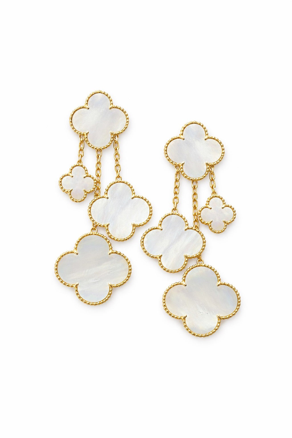 Van Cleef & Arpels Magic Alhambra Long Drop Earrings – Mother of Pearl, Yellow Gold